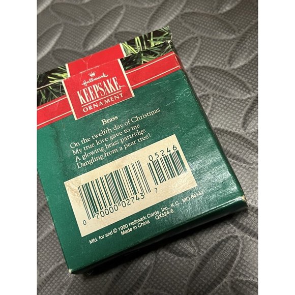 Christmas Partridge 1990 Hallmark Brass Ornament‎ IN BOX 12 Days Cake Topper - Picture 4 of 7